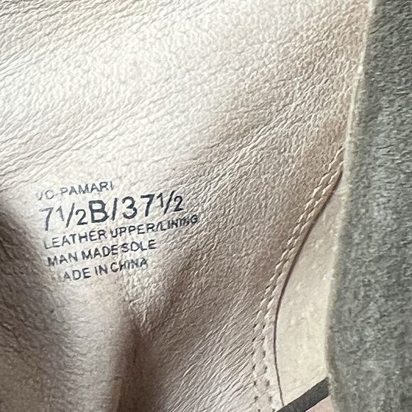 Vince Camuto Ankle Bootie Pump Womens Size 7.5 B Gray Suede Peep Toe Wedge Heels - Picture 10 of 10
